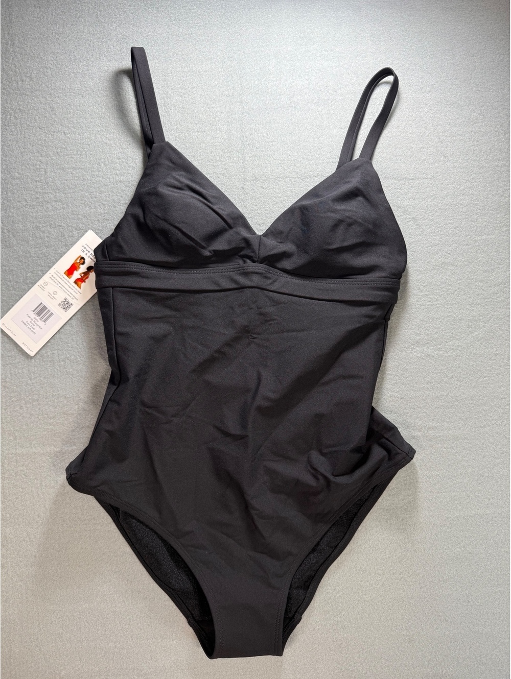 Stylist System Black One-Piece Swimsuit with Adjustable Straps and Gold Buckle